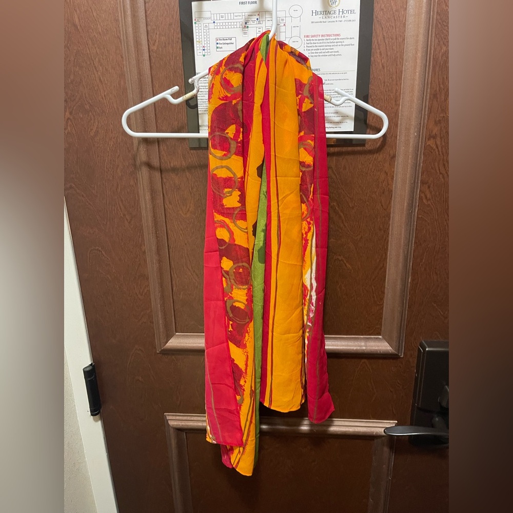 Anne Cole Collection Red and Orange Patterned Scarf